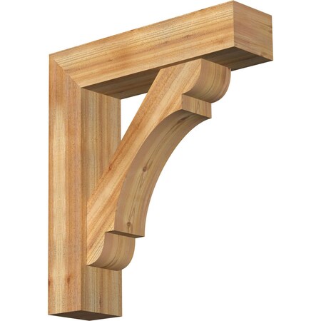 Ekena Millwork Olympic Block Rough Sawn Bracket w/ Offset Brace, Western Red Cedar, 8"W x 32"D x 36"H BKT0806X32X36OLY05RWR